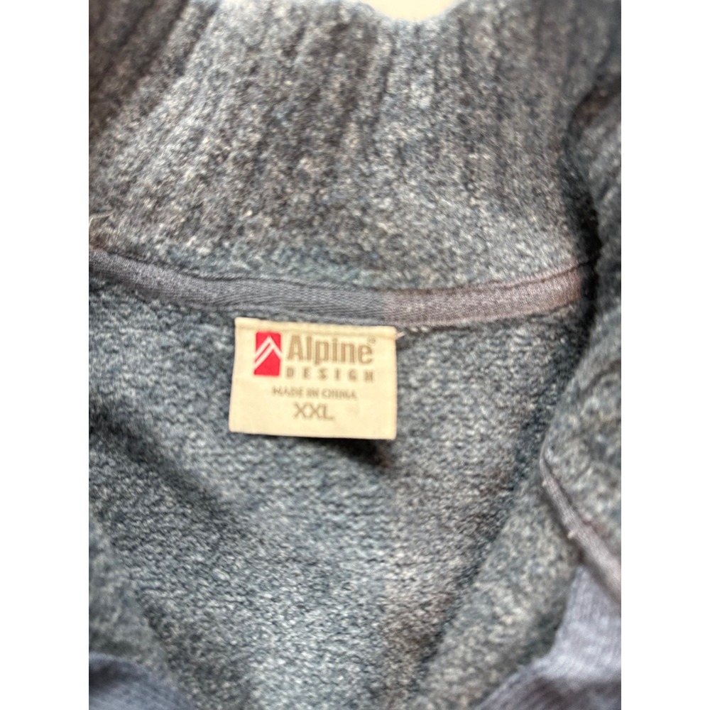 Alpine Design Mens XXL Blue Quarter Zip Pullover Sweater‎ Ribbed Shoulder Knit - Picture 2 of 6
